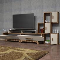 graikiniai riesutai - Kalune Design TV vienetas Flora S - Walnut, Kreminis - 5 nuotrauka