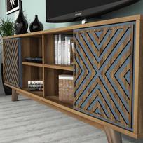 graikiniai riesutai - Kalune Design TV vienetas İnci - Walnut, Mėlyna - 4 nuotrauka
