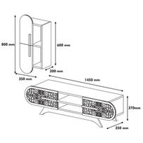 graikiniai riesutai - Kalune Design TV vienetas Defne - Walnut, Geltona - 4 nuotrauka