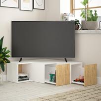 baltus stalus - Kalune Design TV stalas Compact - Baltas, Oak - 3 nuotrauka