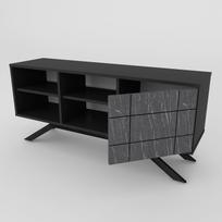 marmuro staliukas - Kalune Design Televizoriaus staliukas North - Juodas - 2 nuotrauka