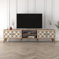 graikiniai riesutai - Kalune Design TV stalas Class - Walnut, Kreminis - 2 nuotrauka