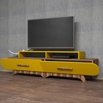 Pirkti Kalune Design TV stalas Flora - Walnut, Geltona - Photo 3
