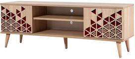 TV staliukas Kalune Design 863(I), raudonas/ąžuolo spalvos