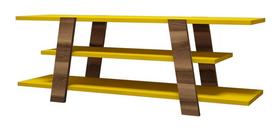 Kalune Design TV stalas Flower - Walnut, Geltona