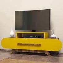 graikiniai riesutai - Kalune Design TV stalas Rose - Walnut, Geltona - 2 nuotrauka