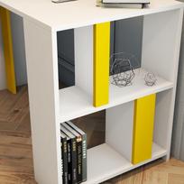 baltas stalas darbui - Kalune Design Studijų stalas Lima - Baltas, Geltona - 5 nuotrauka