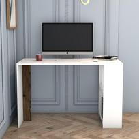 stalas 120 x 60 - Kalune Design Studijų stalas Lima - Baltas, Walnut - 3 nuotrauka
