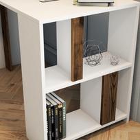 stalas 120 x 60 - Kalune Design Studijų stalas Lima - Baltas, Walnut - 5 nuotrauka