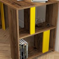 stalas 120 x 60 - Kalune Design Studijų stalas Lima - Walnut, Geltona - 5 nuotrauka