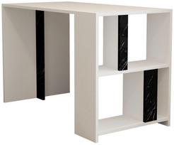 stalas 120 x 60 - Kalune Design Studijų stalas Lima - Baltas, Juodas Marble - 1 nuotrauka