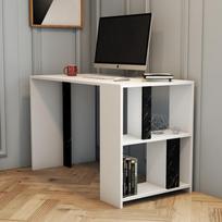stalas 120 x 60 - Kalune Design Studijų stalas Lima - Baltas, Juodas Marble - 2 nuotrauka