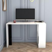 stalas 120 x 60 - Kalune Design Studijų stalas Lima - Baltas, Juodas Marble - 3 nuotrauka
