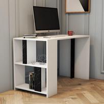stalas 120 x 60 - Kalune Design Studijų stalas Lima - Baltas, Juodas Marble - 4 nuotrauka