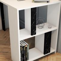 stalas 120 x 60 - Kalune Design Studijų stalas Lima - Baltas, Juodas Marble - 5 nuotrauka
