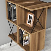 stalas 120 x 60 - Kalune Design Hommy Craft rašomasis stalas Extra 2, rudas (Walnut)/juodas - 3 nuotrauka