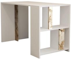 stalas 120 x 60 - Kalune Design Studijų stalas Lima - Baltas Marble - 1 nuotrauka