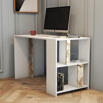 stalas 120 x 60 - Kalune Design Studijų stalas Lima - Baltas Marble - 2 nuotrauka