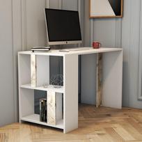 stalas 120 x 60 - Kalune Design Studijų stalas Lima - Baltas Marble - 4 nuotrauka
