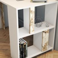 stalas 120 x 60 - Kalune Design Studijų stalas Lima - Baltas Marble - 5 nuotrauka