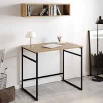 rasomasis stalas 90 cm - Kalune Design Studijų stalas Gama - Oak, Juodas - 4 nuotrauka