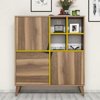 komoda riesutas - Komoda Kalune Design 845, 115 cm, ruda/geltona - 1 nuotrauka