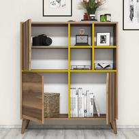 komoda riesutas - Komoda Kalune Design 845, 115 cm, ruda/geltona - 2 nuotrauka