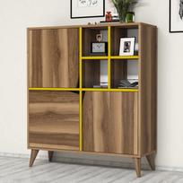 komoda riesutas - Komoda Kalune Design 845, 115 cm, ruda/geltona - 3 nuotrauka