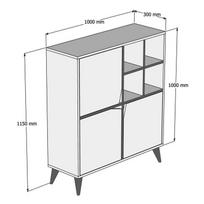 komoda riesutas - Komoda Kalune Design 845, 115 cm, ruda/geltona - 4 nuotrauka