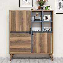 komoda riesutas - Komoda Kalune Design 845, 115 cm, ruda/mėlyna - 1 nuotrauka