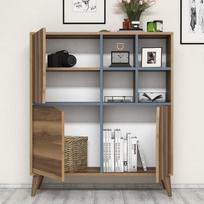komoda riesutas - Komoda Kalune Design 845, 115 cm, ruda/mėlyna - 2 nuotrauka