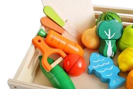 zaislu deze - Žaisliniai virtuvės reikmenys Cutting Vegetables & Fruits - 5 nuotrauka