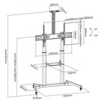 led floor - Sbox FS-3610 Floor Ultra-Large LED TV Stand Black (Juodas) - 4 nuotrauka