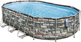 senukai baseinai - Bestway Power Steel Comfort Jet Series 20'x12'x48"/6.10m x3.66m x1.22m Oval Pool Set - 1 nuotrauka