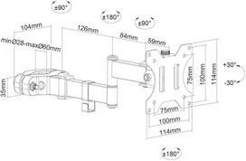 vesa mount - NEOMOUNTS BY NEWSTAR SCREEN POLE CLAMP/TRUSS MOUNT 3 PIVOTS VESA 100X100 (POLE DIAMETER 28-60 MM) - 10 nuotrauka