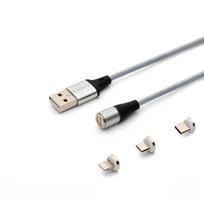 Savio CL-156 USB kabelis 2 m USB 2.0 USB C Micro USB A/Lightning Sidabras