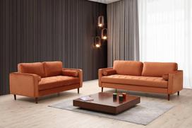 triviete sof - Kalune Design 3 vietų sofa Rome - Oranžinis - 3 nuotrauka