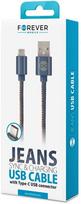 usb type c to usb - Forever Jeans USB To USB Type-C Cable 1m Blue - 2 nuotrauka