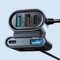 automobilinis ikroviklis 12v - Joyroom car charger 2xPD + 2xQC3.0 75W 1,5m black, CAAJRMJR_CL05 - 5 nuotrauka
