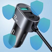 automobilinis ikroviklis 12v - Joyroom car charger 2xPD + 2xQC3.0 75W 1,5m black, CAAJRMJR_CL05 - 10 nuotrauka