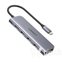 UGREEN šakotuvas USB-C, HDMI + TF/SD, pilkas