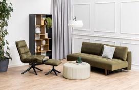 kedes su zaliu - Fotelis Actona Blizzard With Footstool, alyvuogių žalia, 70 cm x 80 cm x 98 cm - 8 nuotrauka