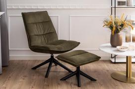 kedes su zaliu - Fotelis Actona Blizzard With Footstool, alyvuogių žalia, 70 cm x 80 cm x 98 cm - 10 nuotrauka