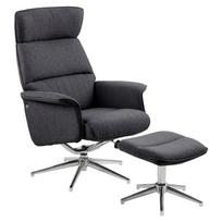 Fotelis Actona Alura With Footstool, tamsiai pilka, 111 cm x 74 cm x 110 cm