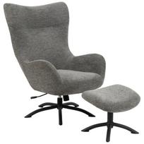 Fotelis Actona Talgarth Recliner With Footstool, juodas/antracito, 86 cm x 76 cm x 105 cm
