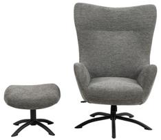 kreslas recliner - Fotelis Actona Talgarth Recliner With Footstool, juodas/antracito, 86 cm x 76 cm x 105 cm - 2 nuotrauka