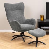 kreslas recliner - Fotelis Actona Talgarth Recliner With Footstool, juodas/antracito, 86 cm x 76 cm x 105 cm - 8 nuotrauka