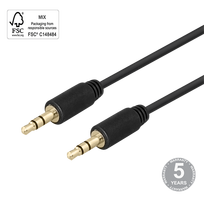 DELTACO garso 3.5mm, paauksuotos jungtys, 5m, juodas / MM-152-K / 00180010