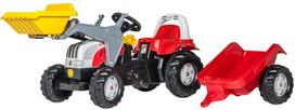 priekaba traktoriui mini - Žaislinis automobilis Rolly Toys Kid Steyr 6165 CVT Shovel/Trailer White/Red 023936 - 1 nuotrauka