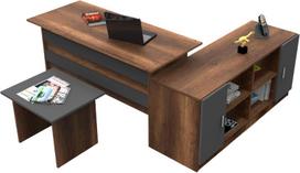 lauko baldai senukai - Baldų komplektas Kalune Design VO10 - BA, ruda/antracito, 60 x 140 x 73.8 cm - 1 nuotrauka